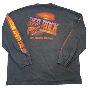 Vintage Harley Davidson Red Rock Faded Long Sleeve TShirt Men’s 2XL Black